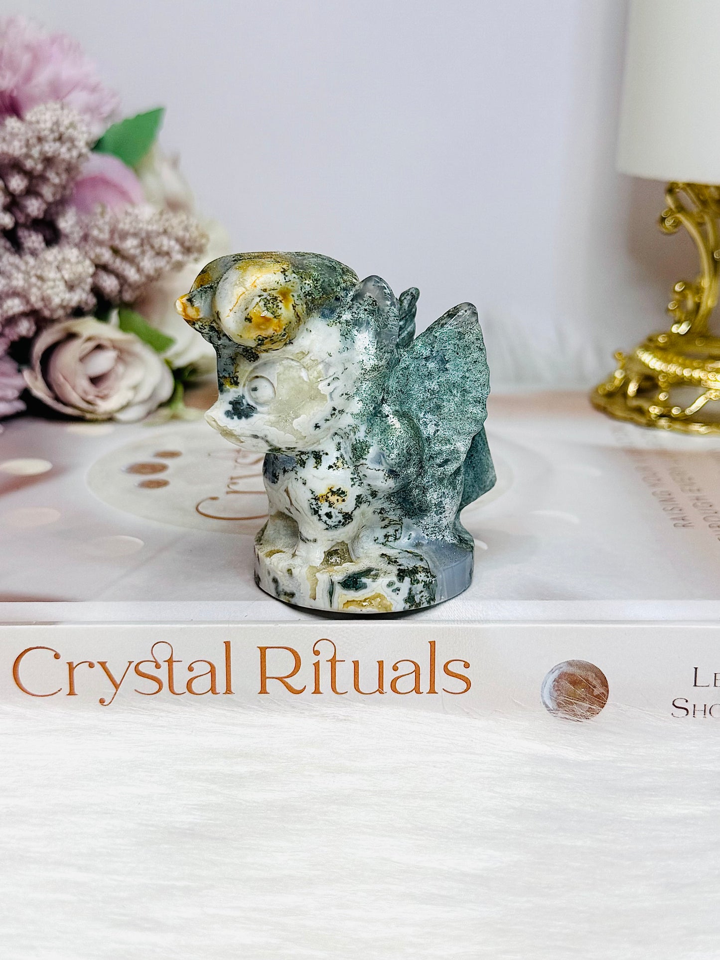 Moss Agate Mythical Creature 6.5cm