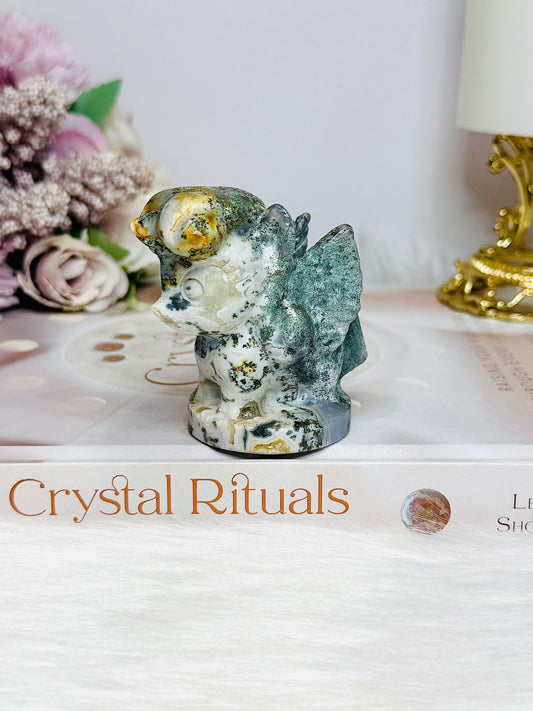 Moss Agate Mythical Creature 6.5cm