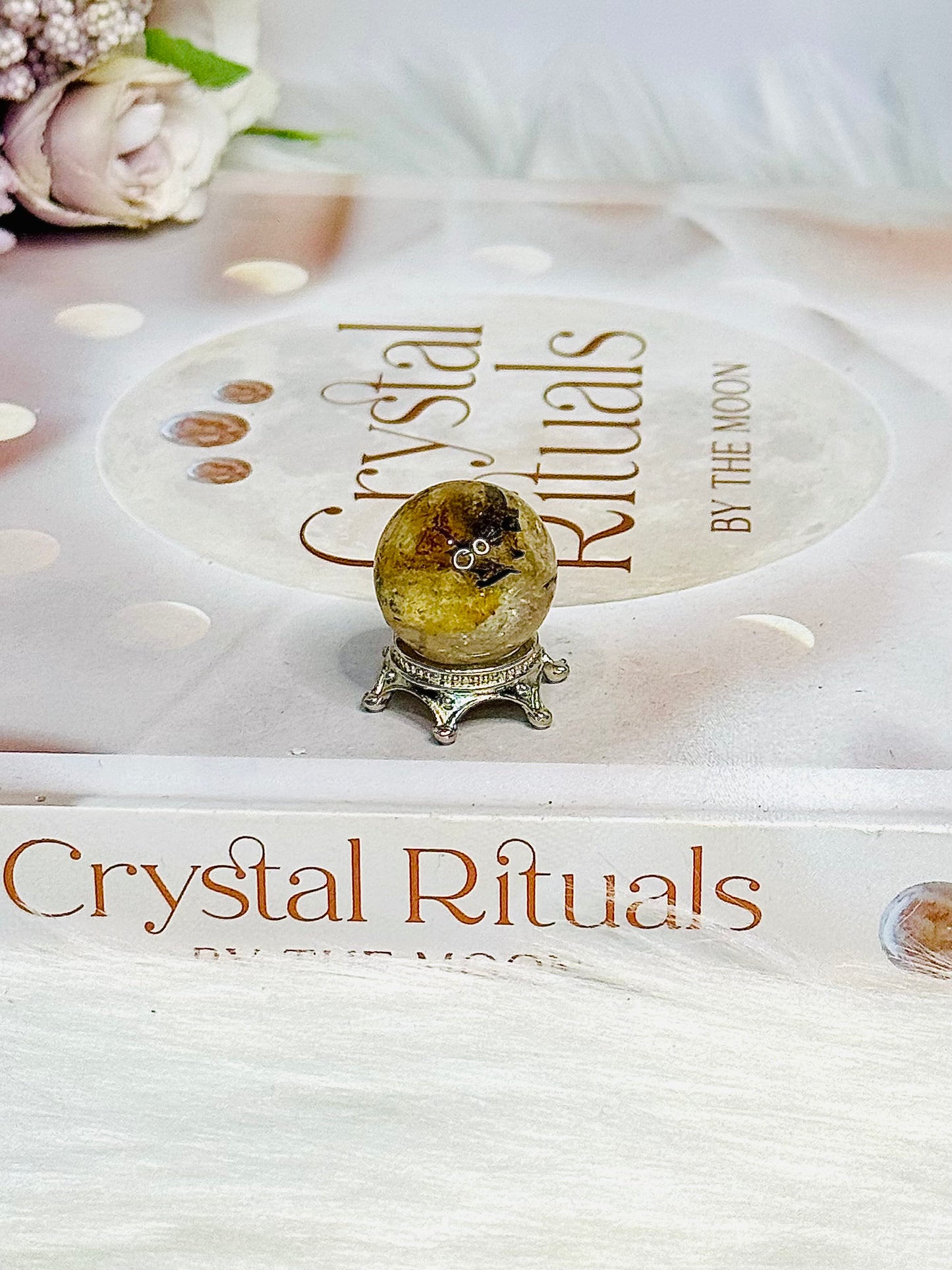 Rare Mini Herkimer Diamond Sphere on Stand