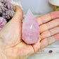 High Grade Rose Quartz Carved Diamond on Stand 14cm