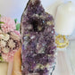 High Grade Amethyst Natural Cluster Slab with Stalactite Formations On Custom Stand 23cm 1.03KG