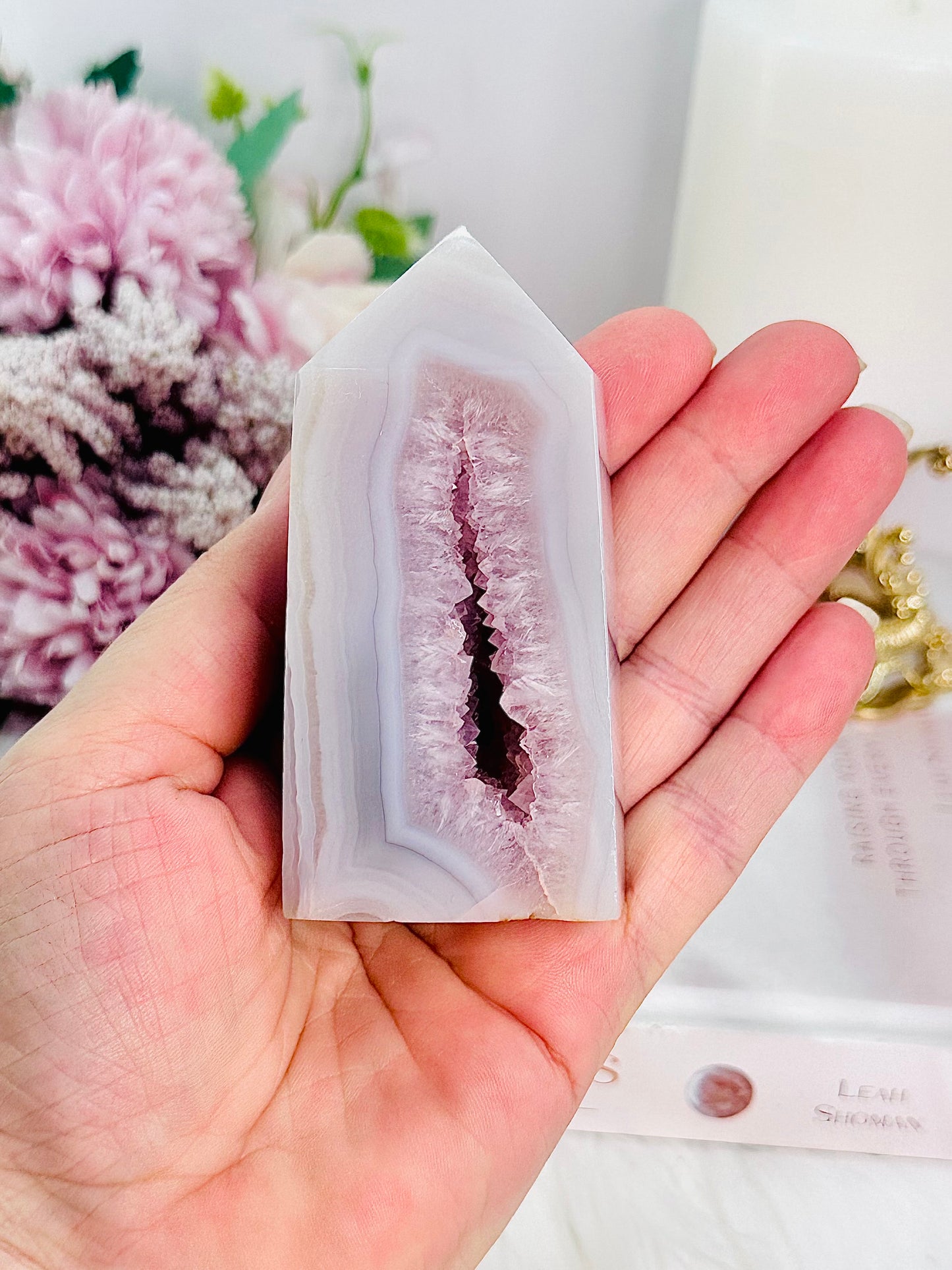 Absolutely Stunning Druzy Amethyst X Agate Chunky Tower 9cm
