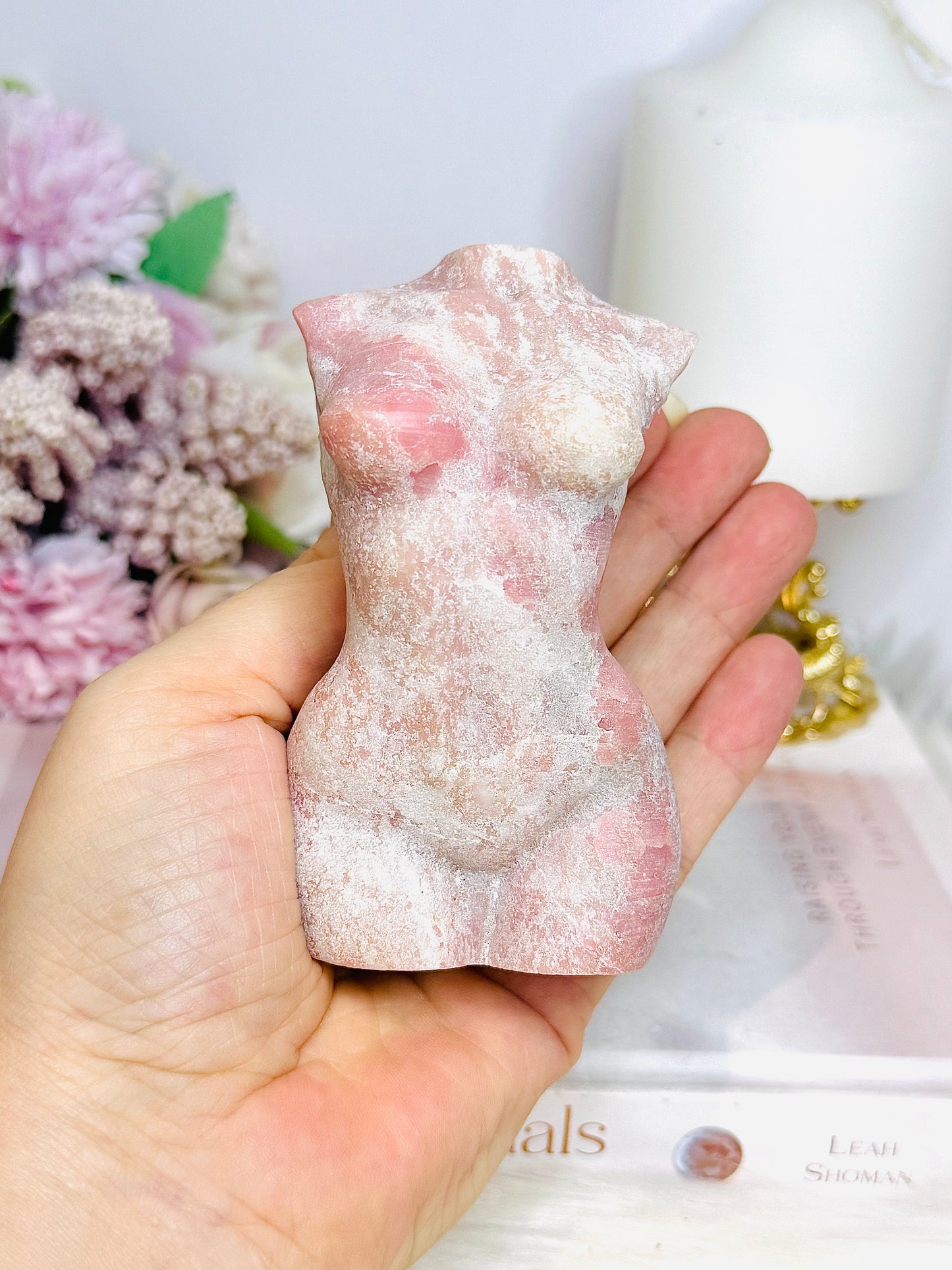 Pink Opal Carved Female Body 342g 10cm