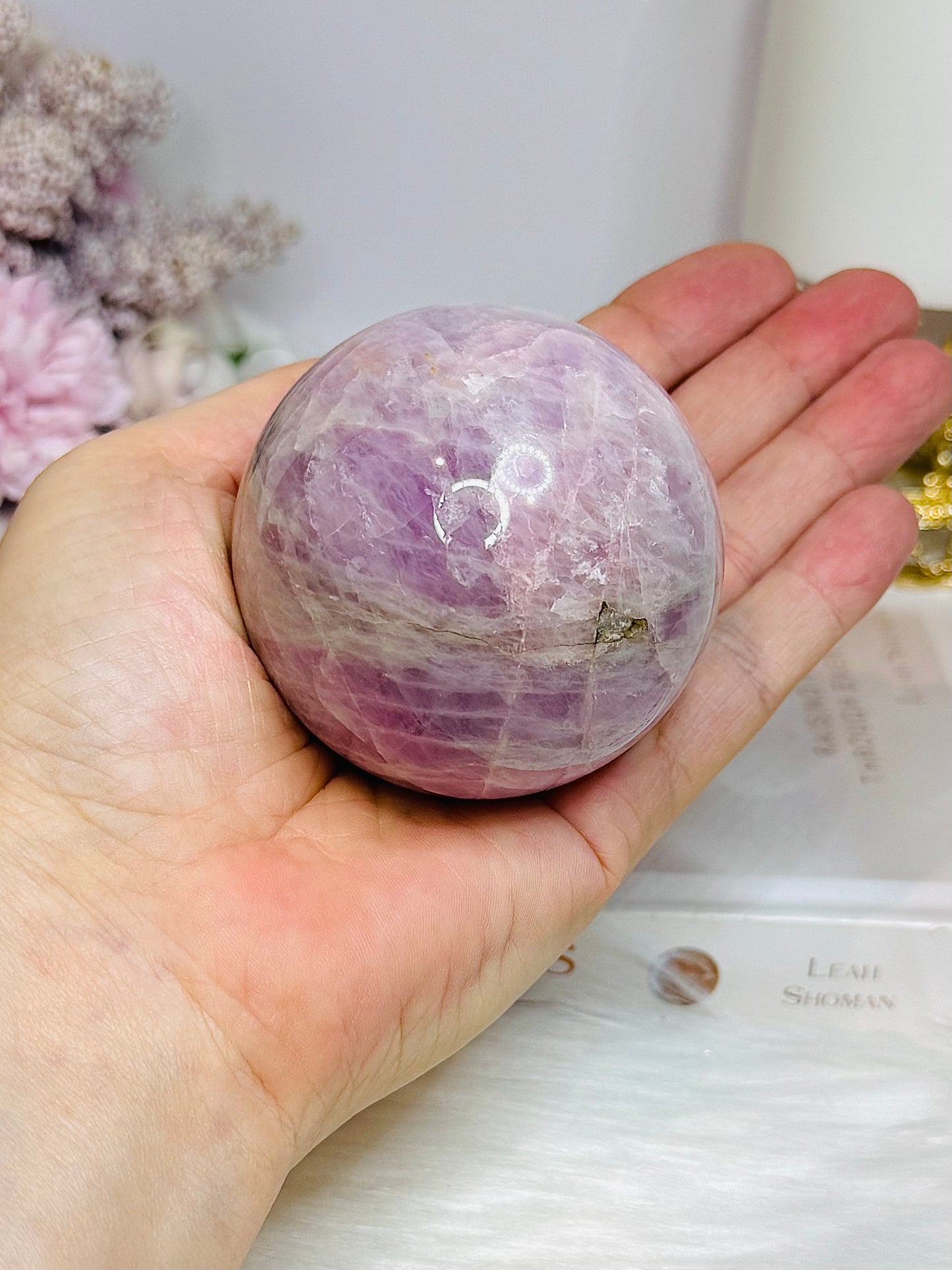 Large Kunzite Sphere on Stand 398g