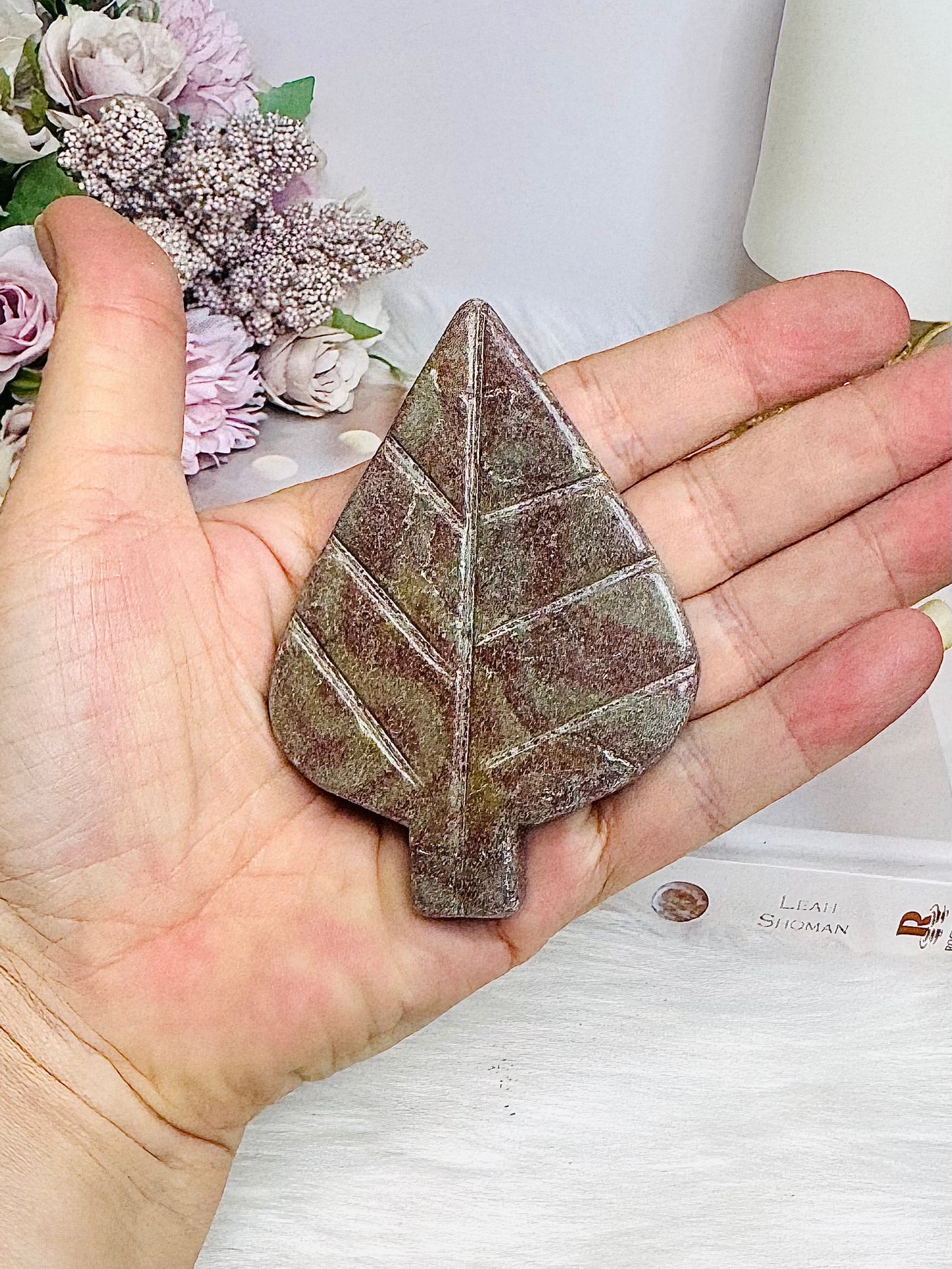 Jasper Carved Leaf 8cm