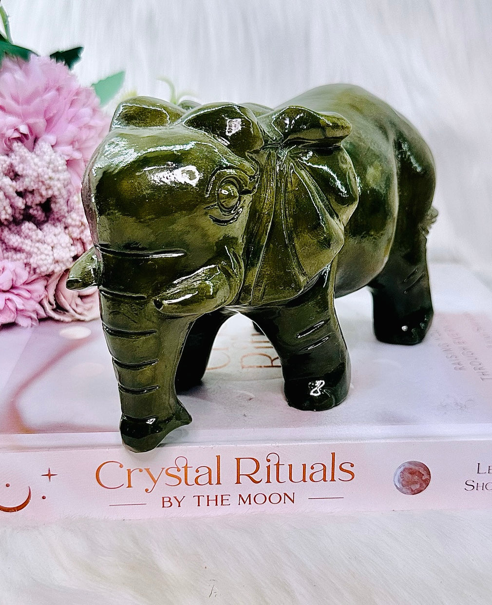 Luck & Good Energy ~ Absolutely Huge 889Gram Green Jade Gorgeous Perfectly Carved Elephant