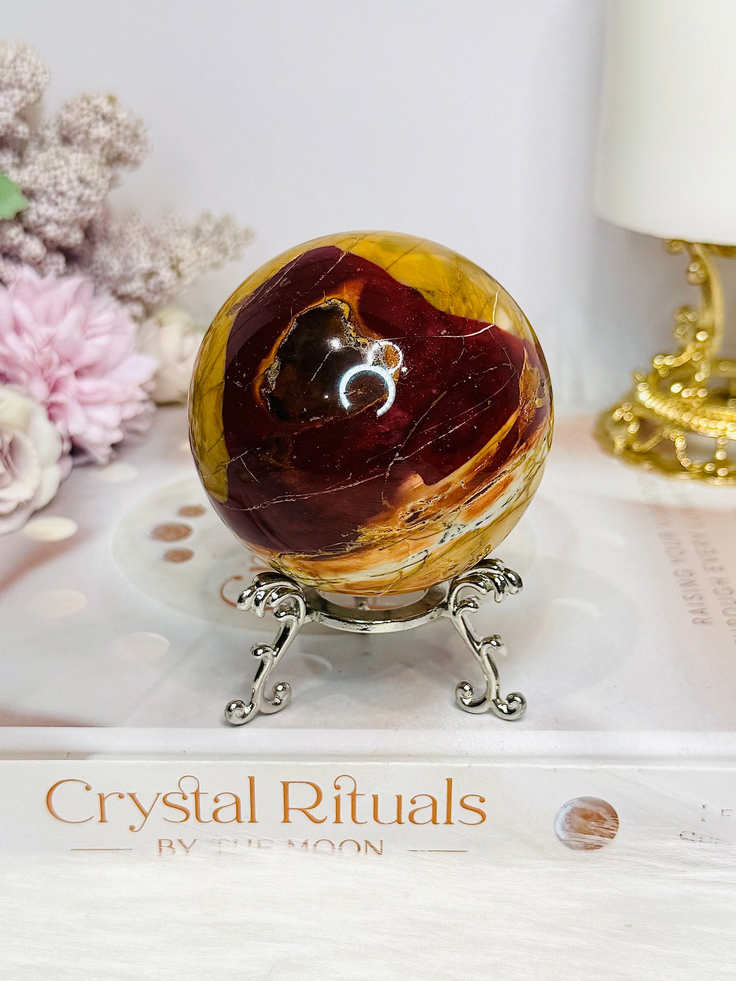 Large Mookaite Jasper Sphere on Stand 330g