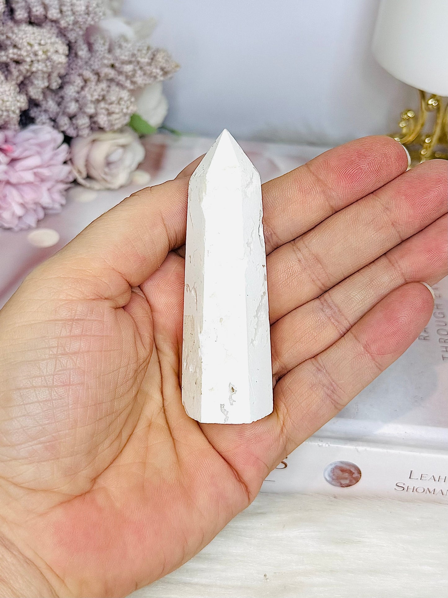 White Druzy Agate Tower 8cm