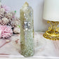 High Grade Large Green Flower Agate Tower 12.5cm