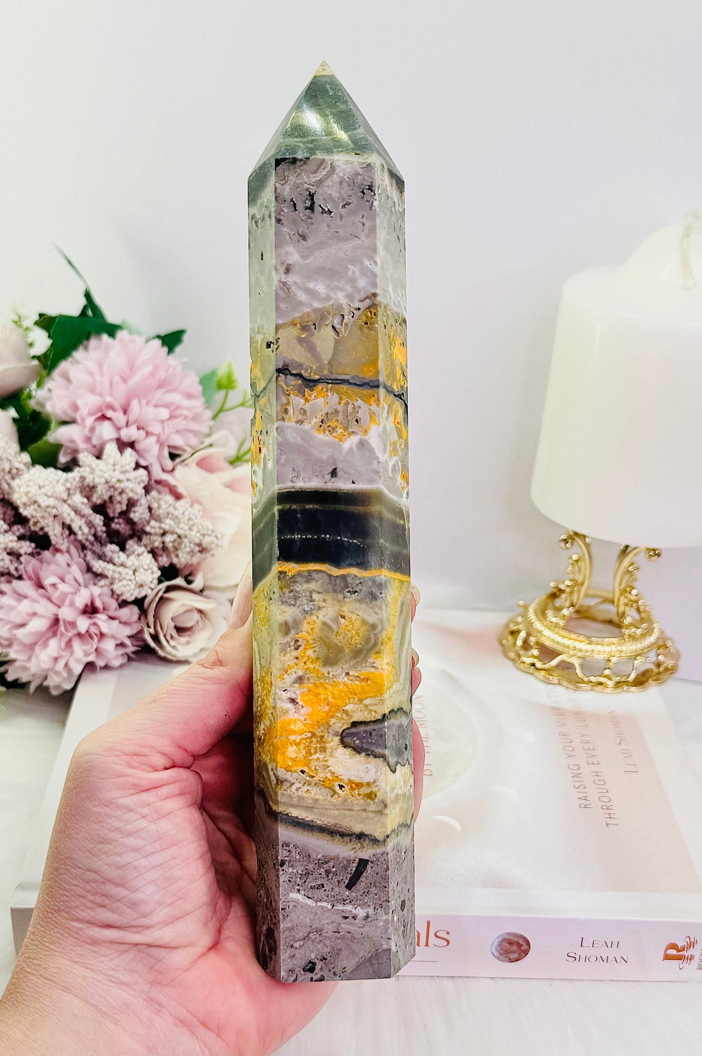 Strength & Courage ~ Stunning Large 21.5cm Bumblebee Jasper Tower