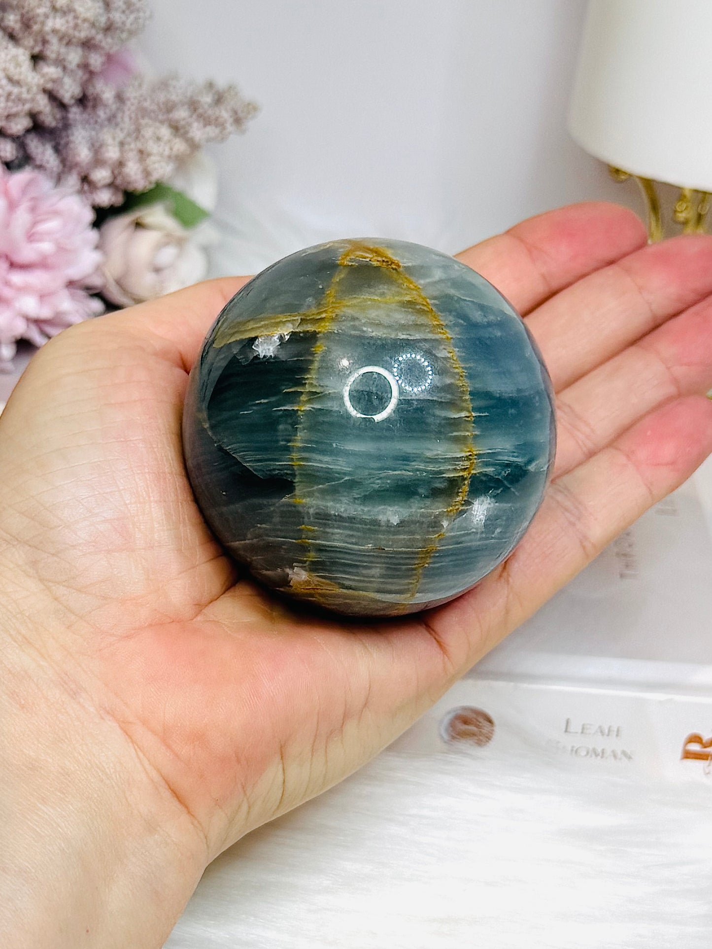 Blue Onyx Sphere on Stand 350g