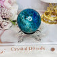 Stunning Natural High Grade Chrysocolla Carved Sphere on Stand 238grams