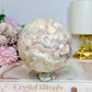 Rare Pink Amethyst X Flower Agate Large Sphere 890g On Stand
