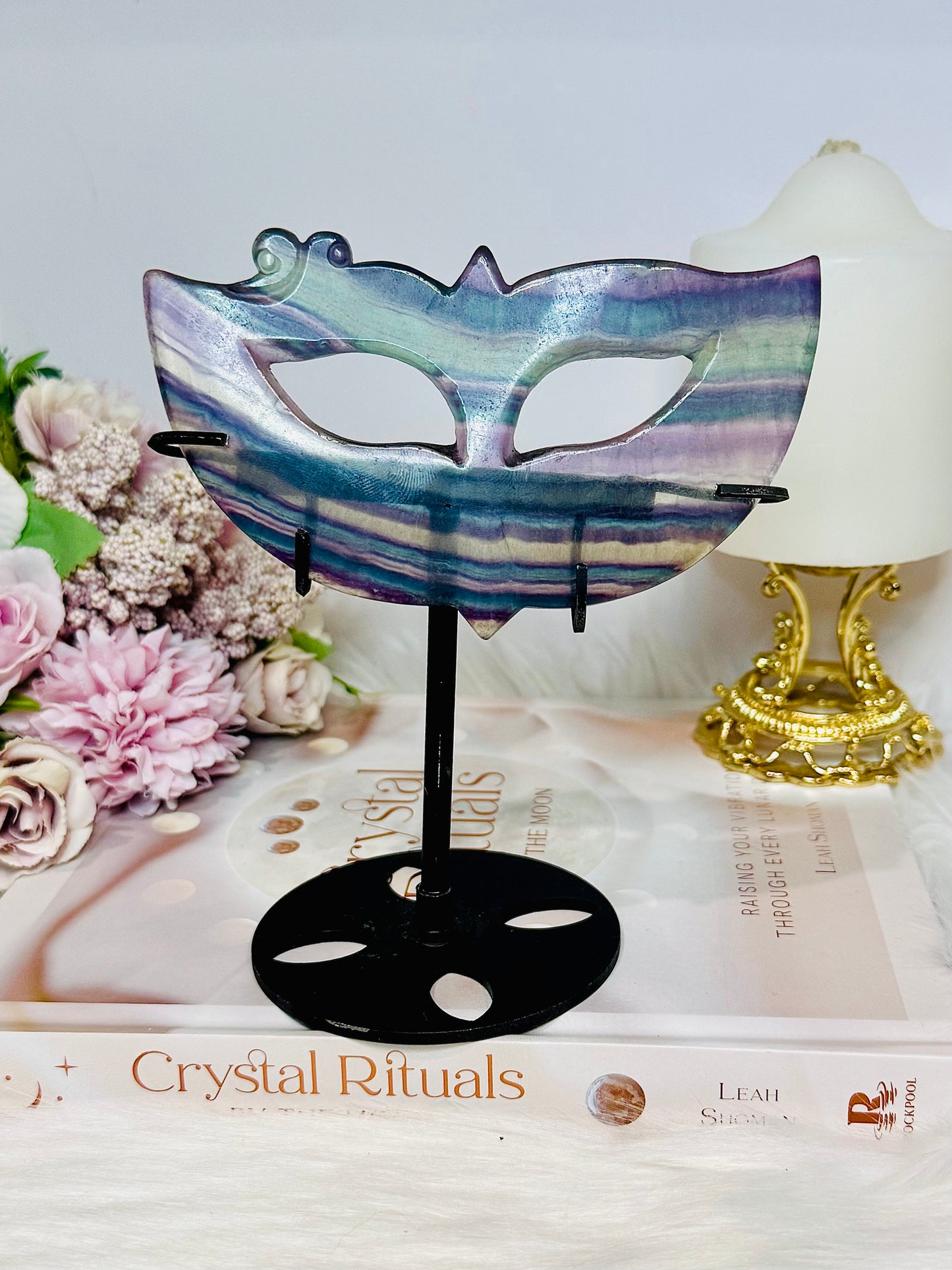 Fluorite Carved Mask On Stand 15cm