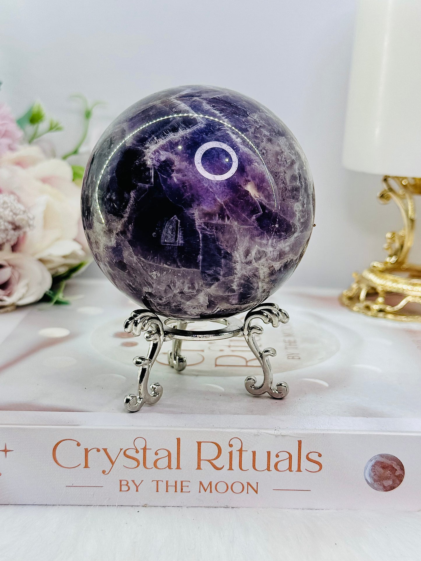 Large 500gram Chevron | Dream Amethyst Sphere on Stand