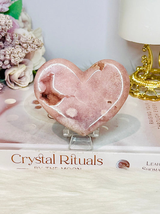 Pink Amethyst Druzy Heart On Stand 8cm