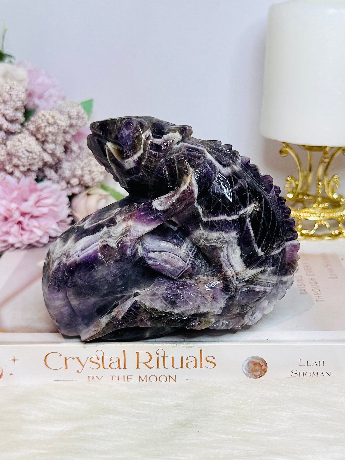Large Chevron | Dream Amethyst Carved Lizard 11cm 793g