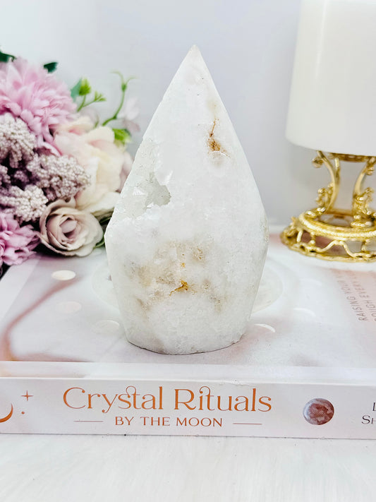 White Quartz Druzy Natural Freeform 12cm