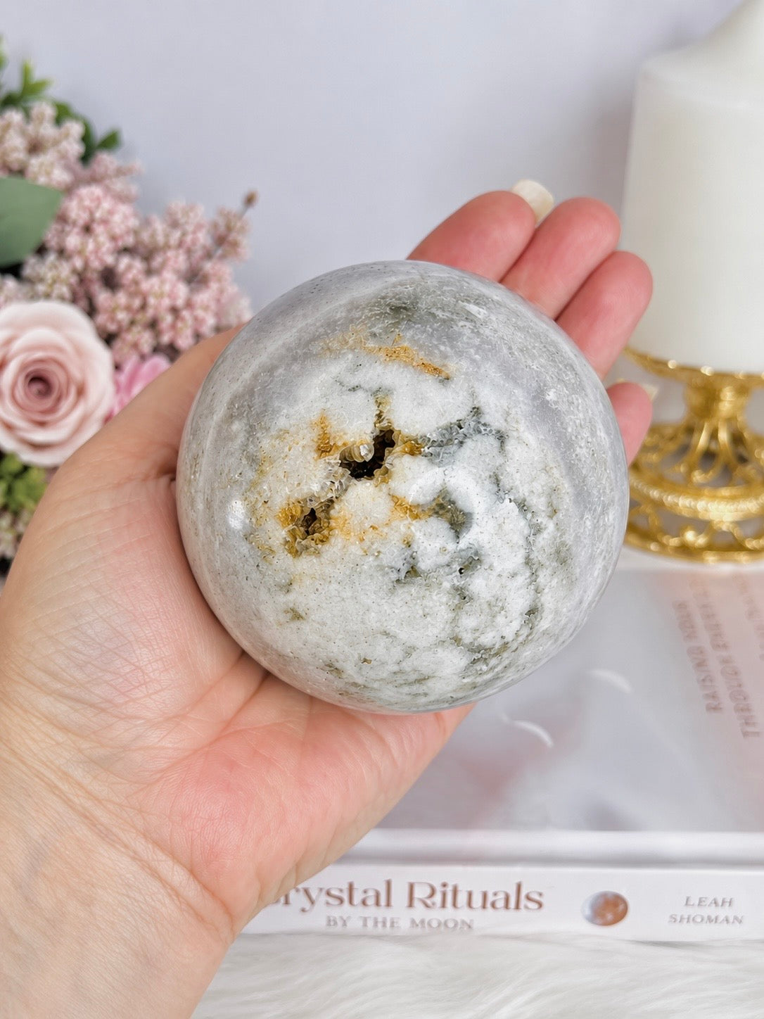 Large Natural Druzy Pink Amethyst Sphere On Stand 601grams