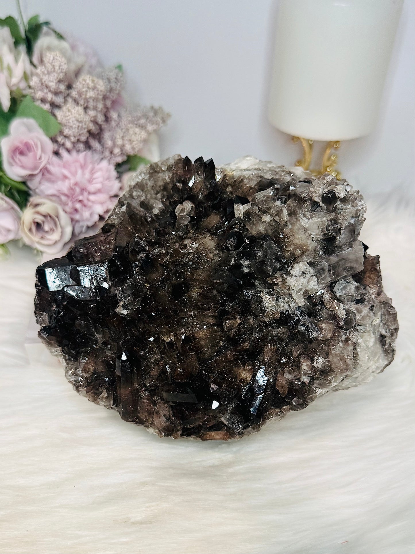 Large Smokey Quartz Cluster 2.37KG 17cm (Reduced as one missing/ damaged point)