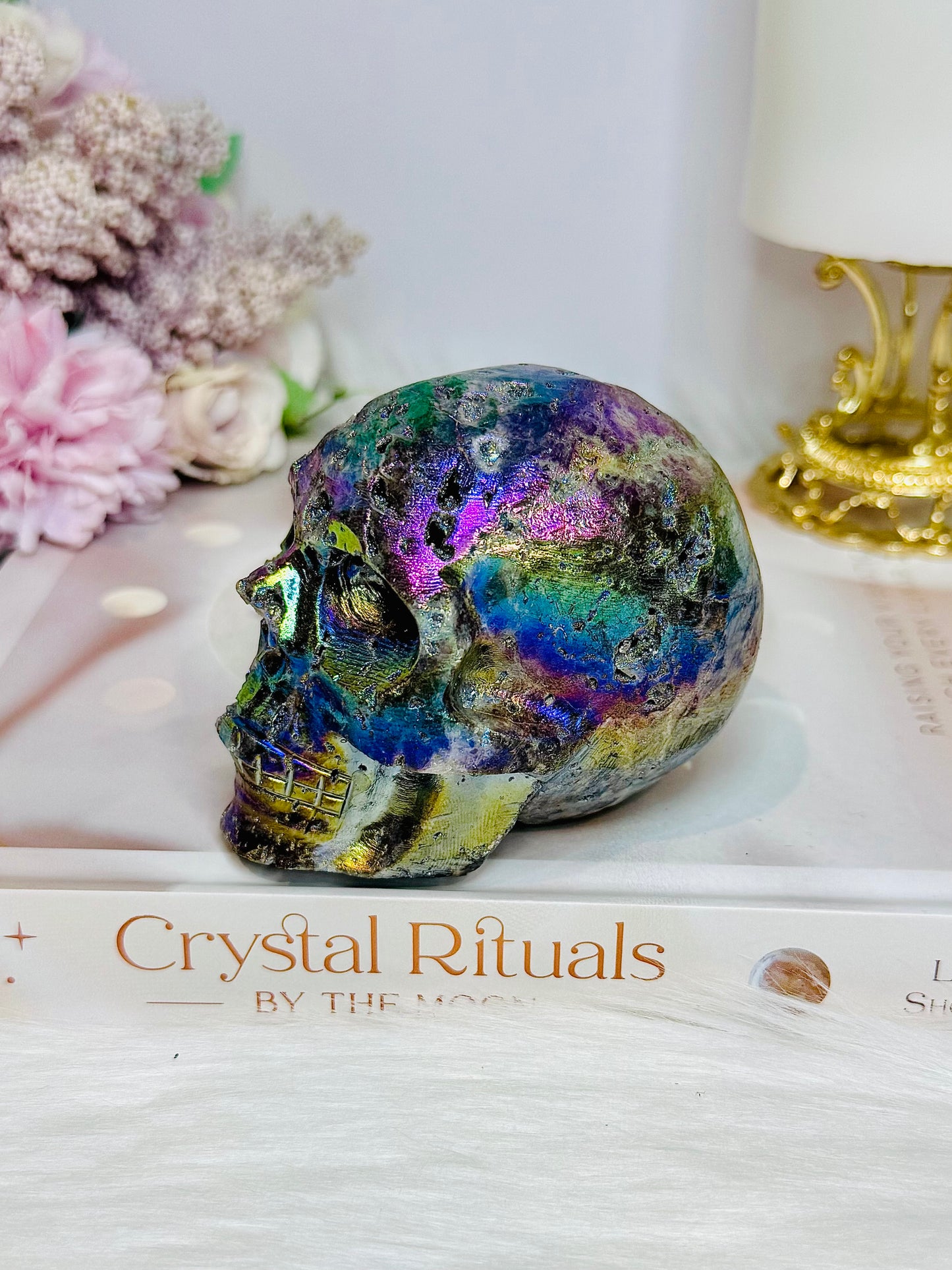 Large Druzy Aura Sphalerite Carved Skull 8cm 425g