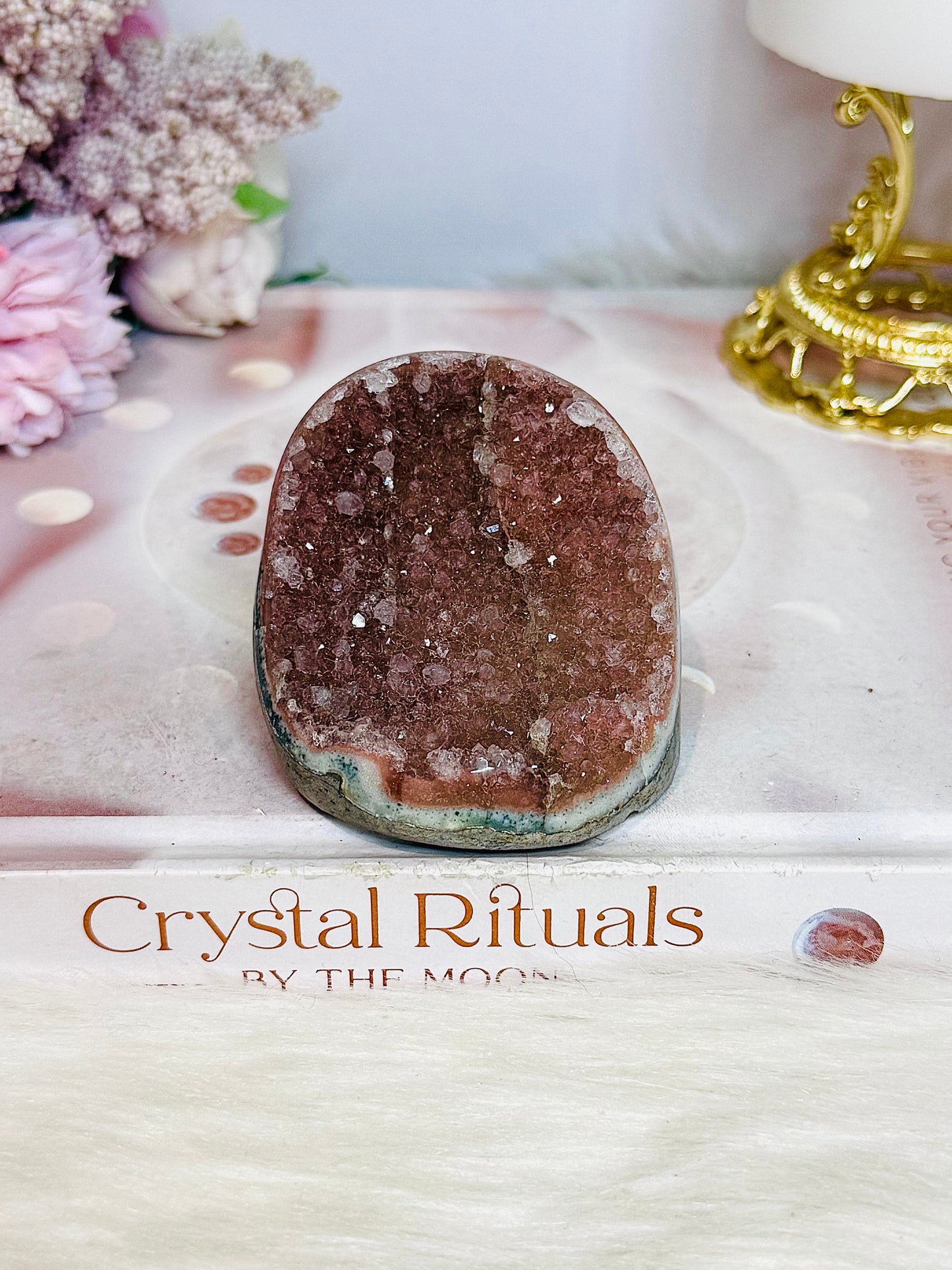 Base Cut Druzy Galaxy Amethyst Cluster 156g