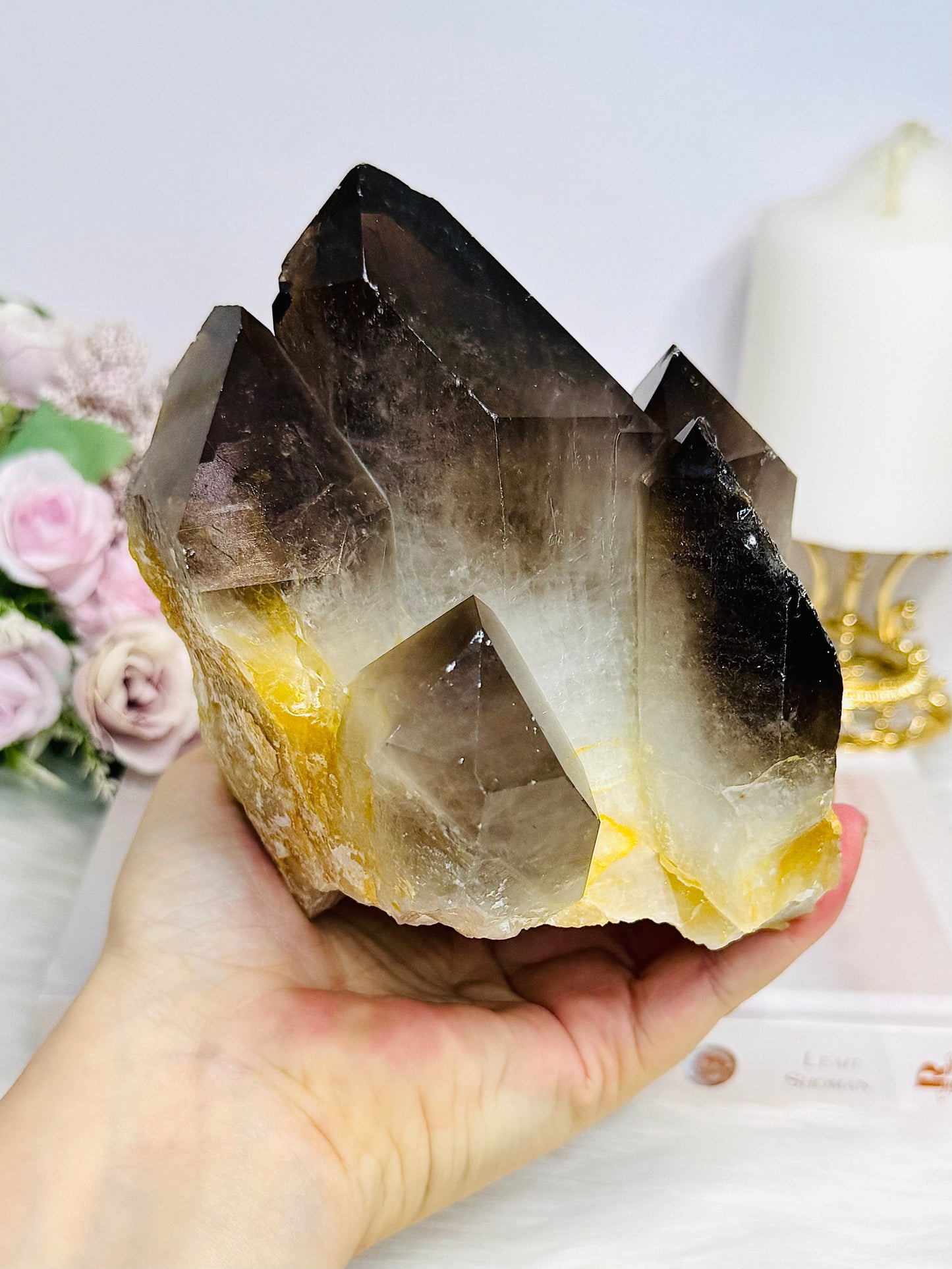 Large Smokey Quartz Cluster Freeform 1.3KG 13cm
