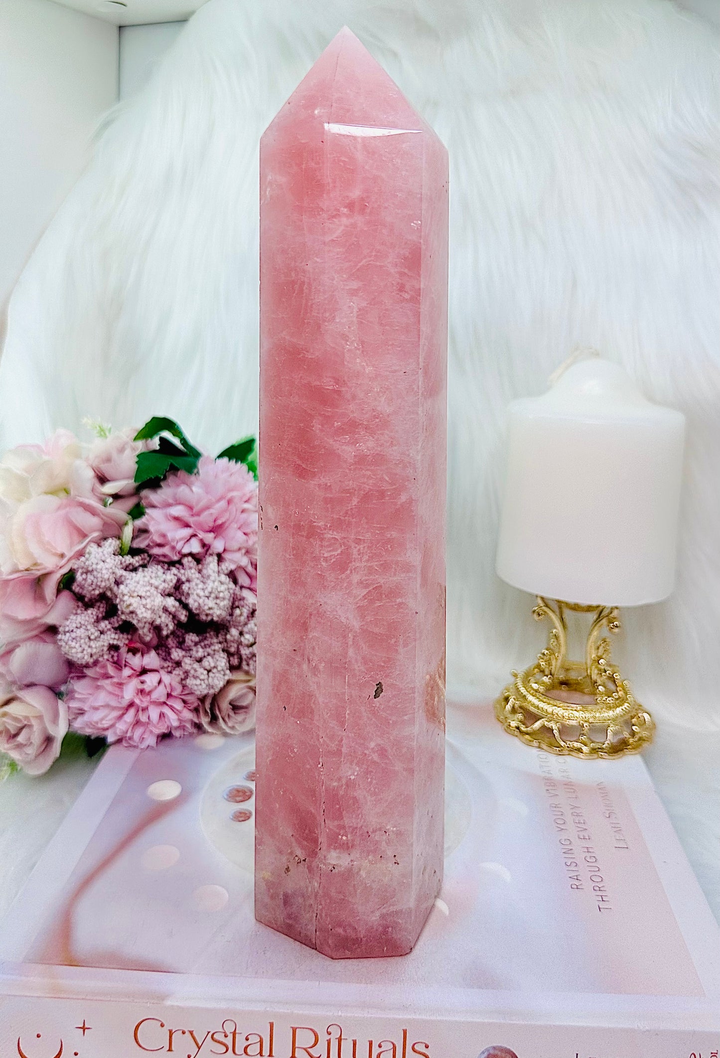 Unconditional Love ~ Fabulous Huge 27cm 1.1KG Chunky Rose Quartz Tower