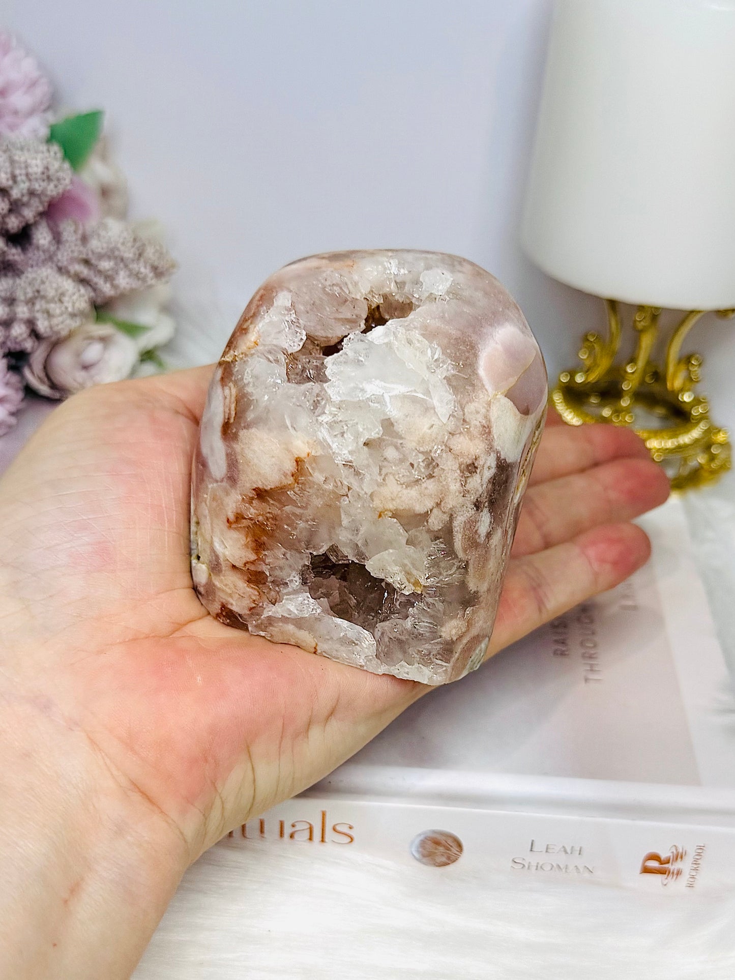 Natural Pink Amethyst Druzy Freeform 451g 7cm