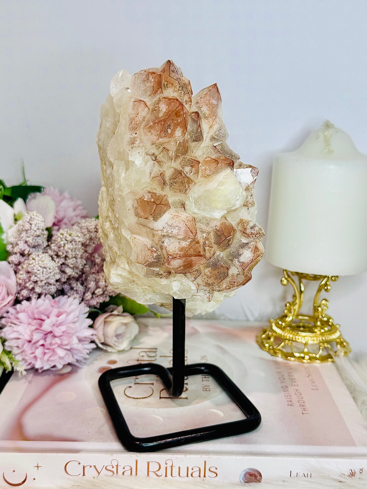 ⚜️ SALE ⚜️ Large Natural Pink Lithium Cluster on Stand 1.08KG 20cm