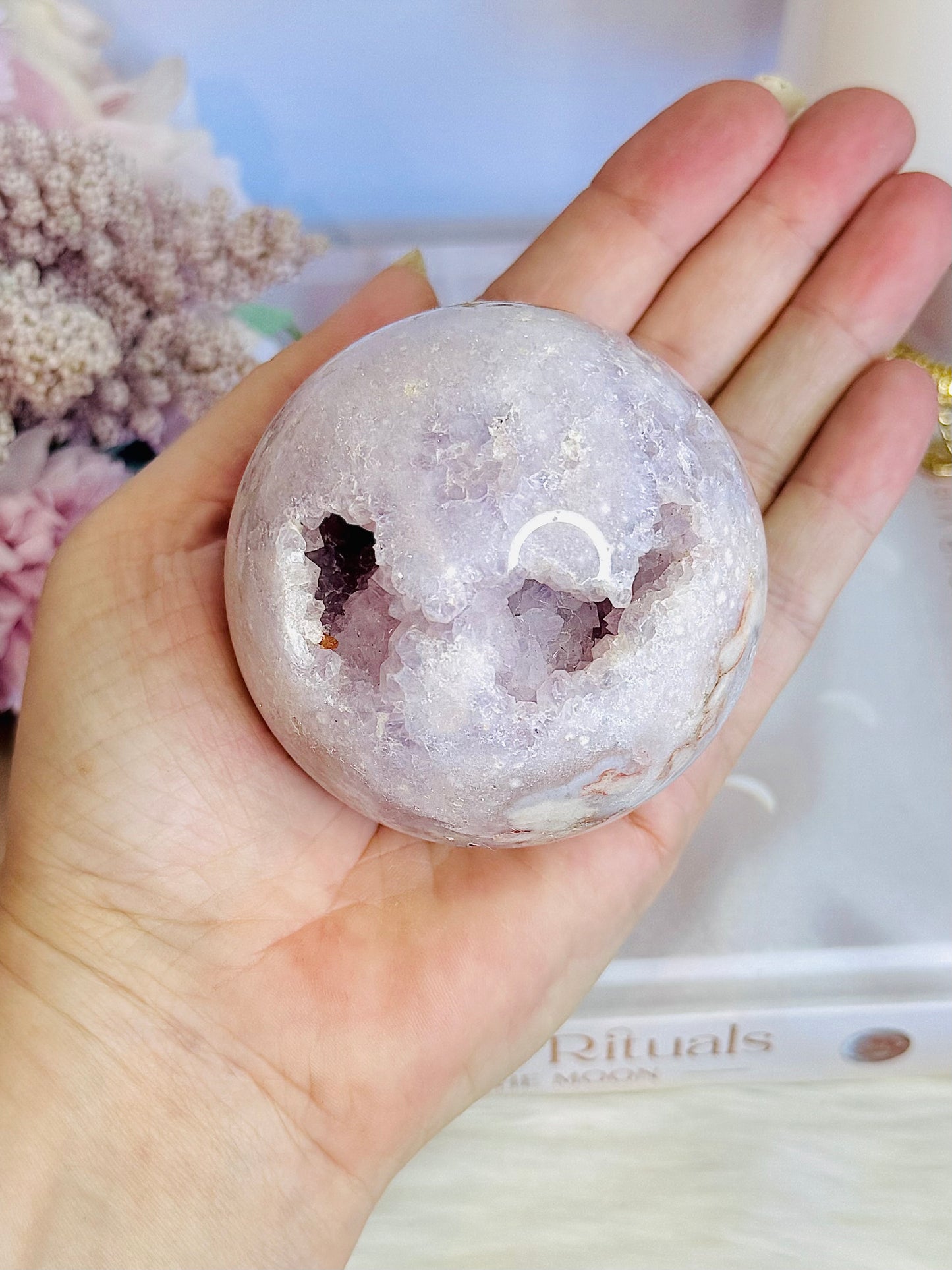 Gorgeous Large 392gram Pink Amethyst Druzy Sphere on Stand From Argentina