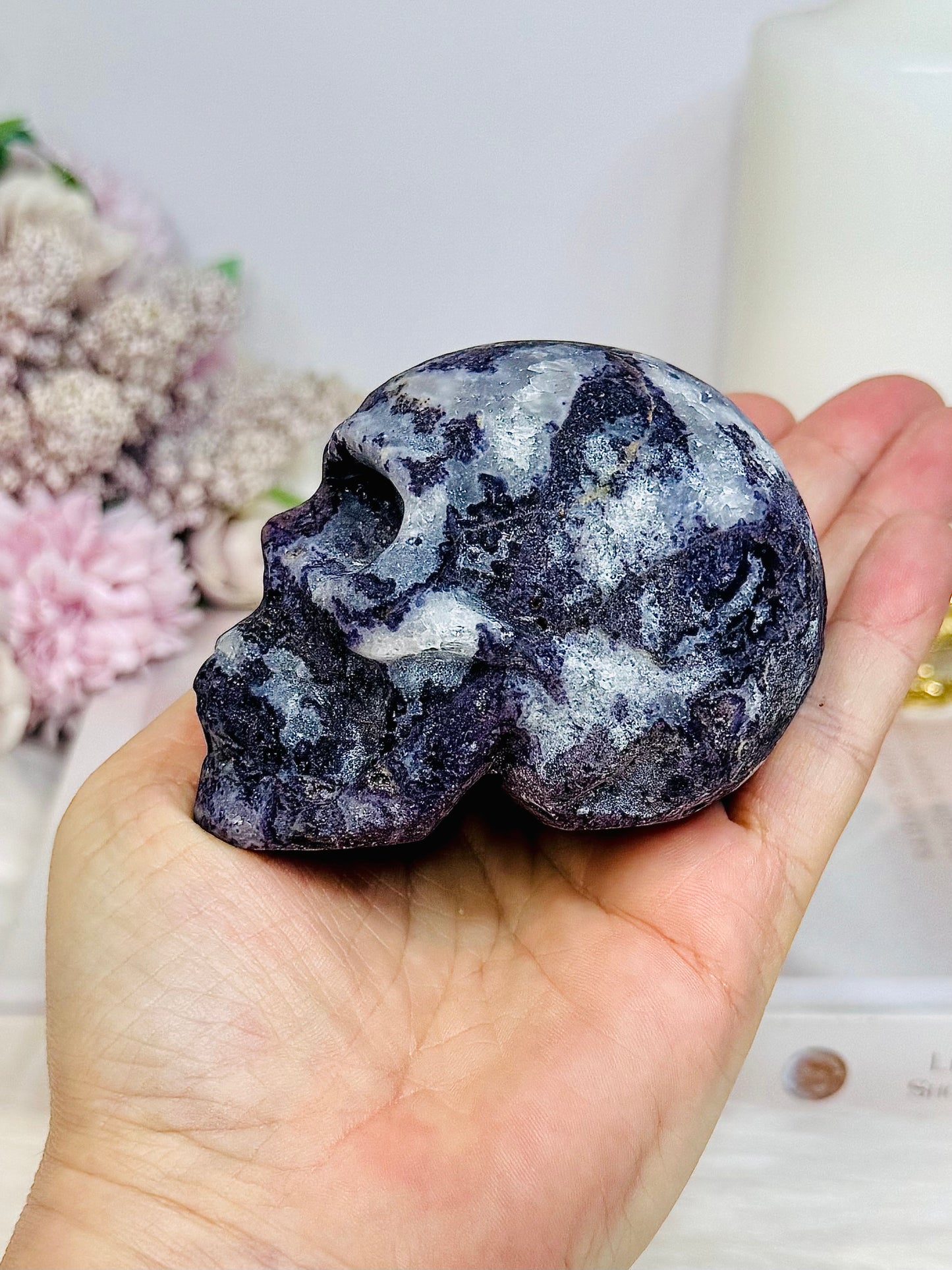Purple Sphalerite Druzy Skull 8cm 419g