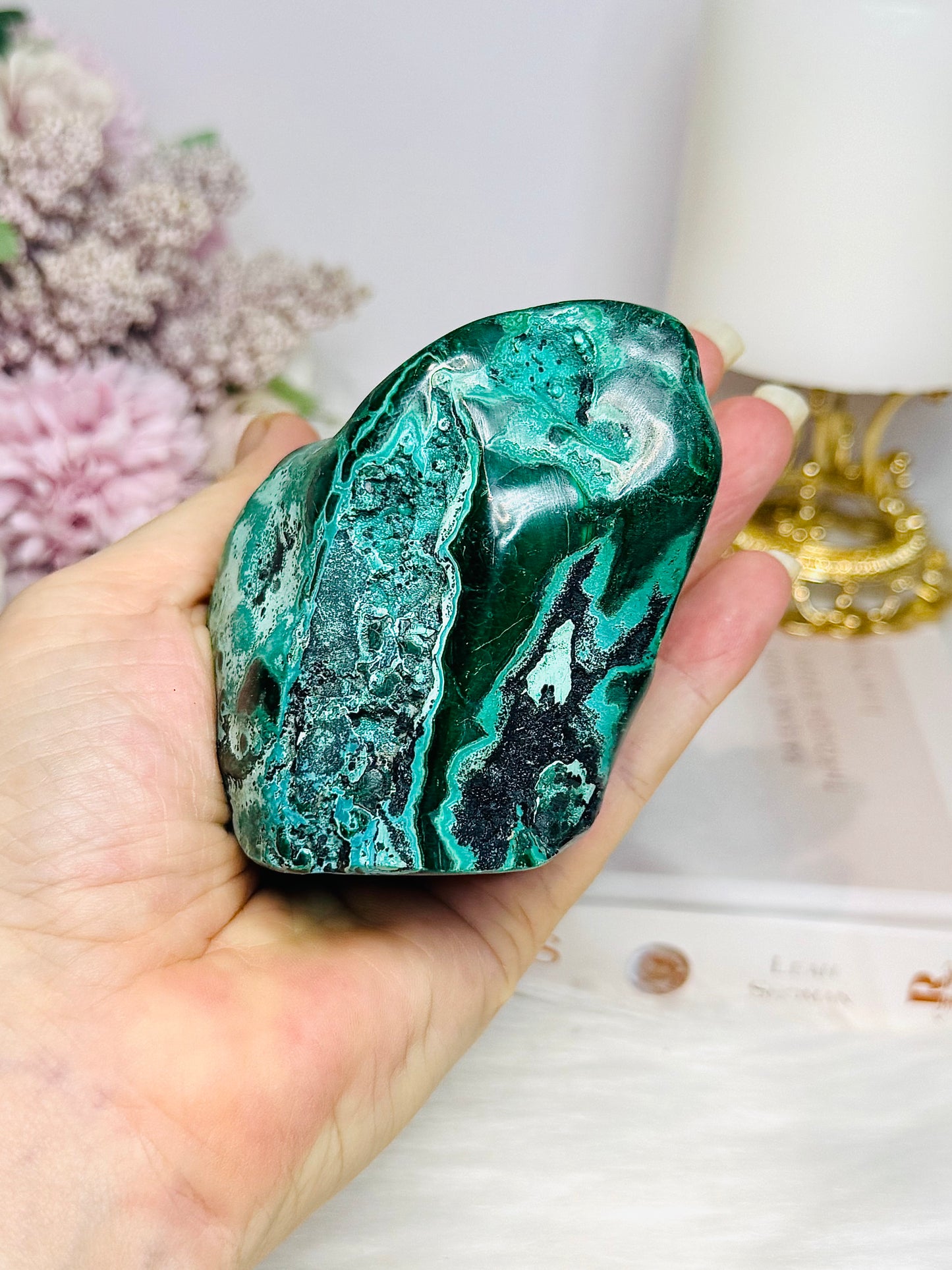 Large Malachite | Chrysocolla Polished Natural Freeform 415g