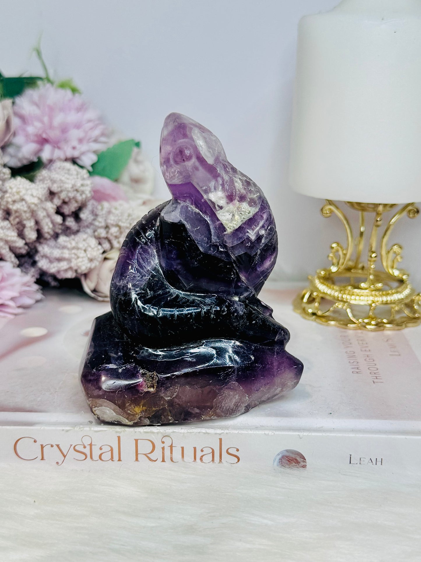 Purple Fluorite Carved Snake 342grams