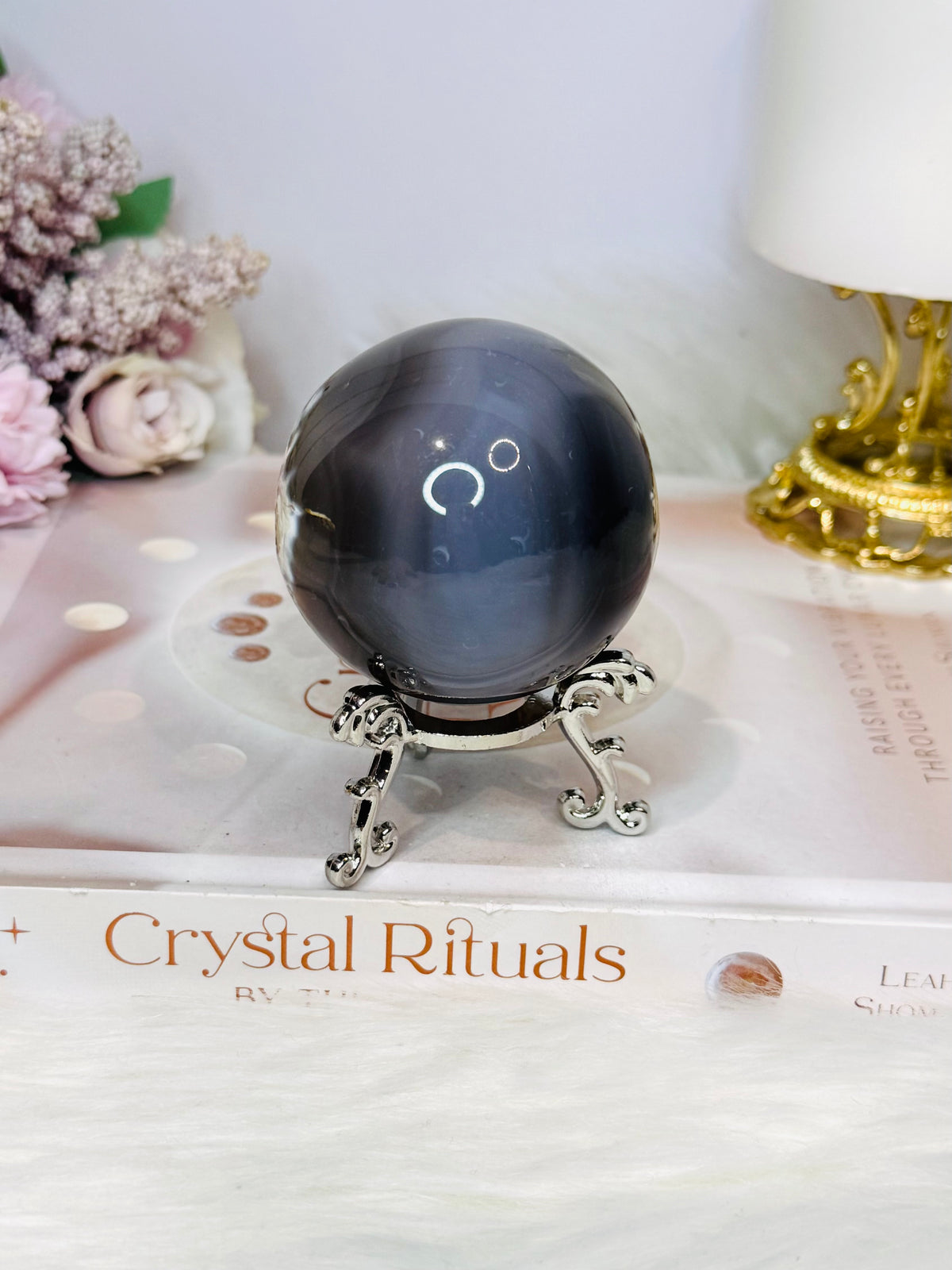 Orca Agate Sphere on Stand 244g
