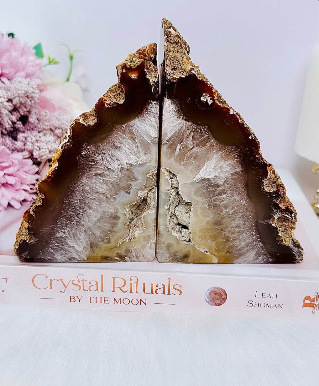 Absolutely Incredible Large 16cm (Length) 1.34KG Natural Druzy Agate Bookends From Brazil Simply Magnificent