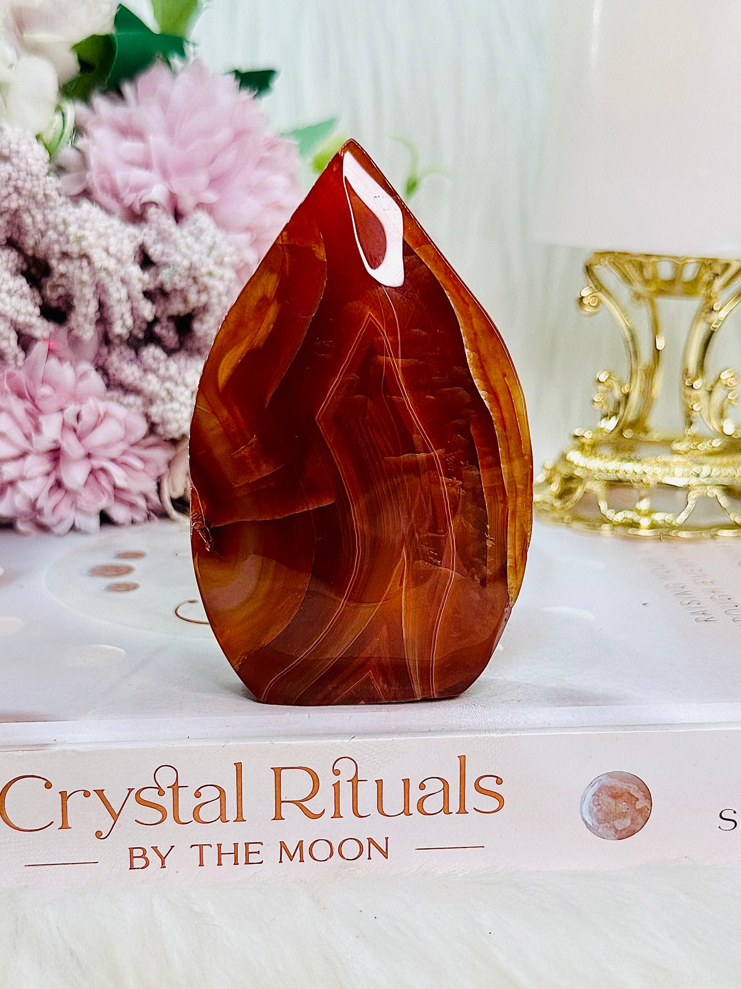 A Zest For Life ~ Stunning Carnelian Carved Flame | Freeform 9cm
