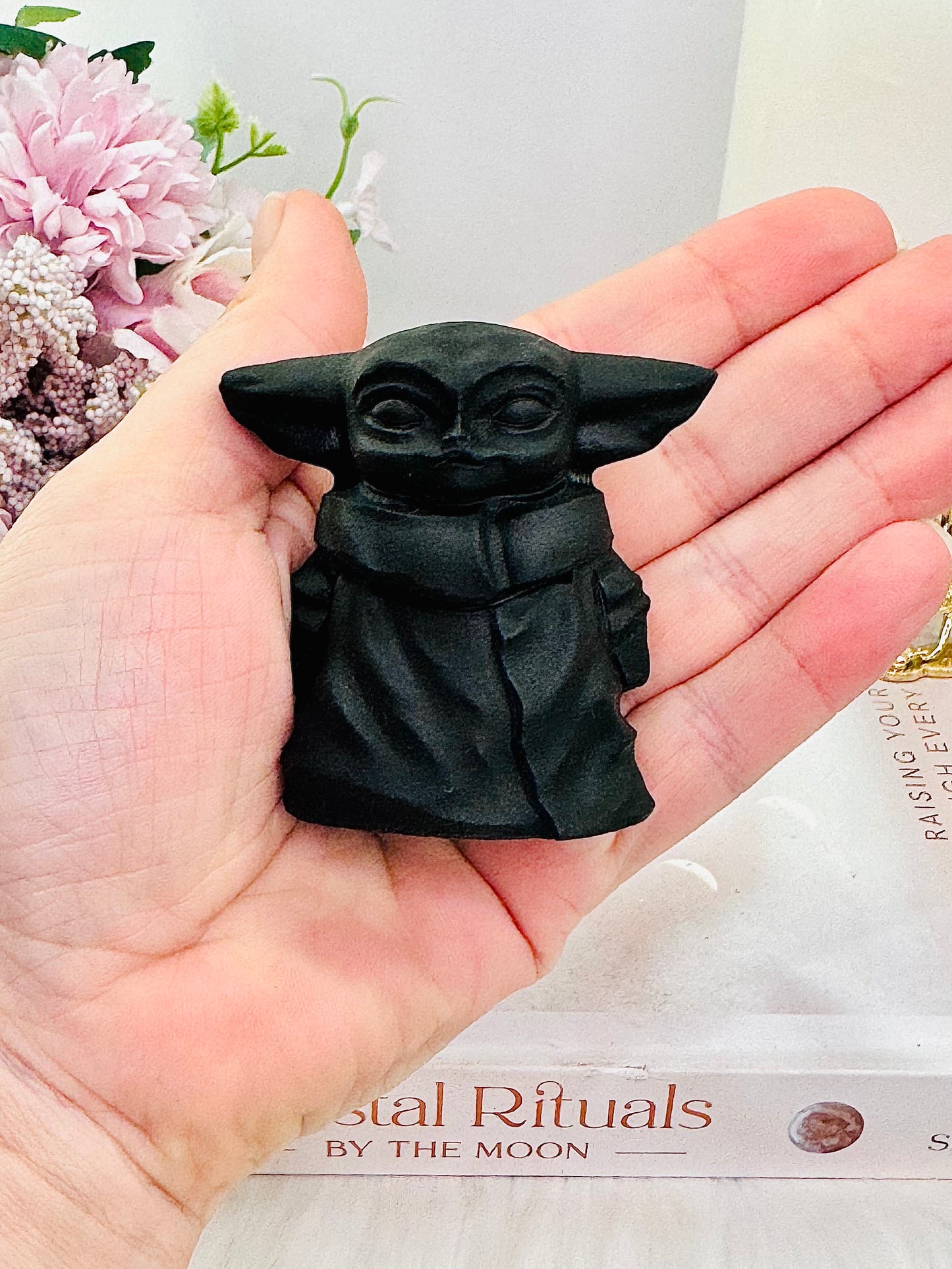 Black Tourmaline Carved Yoda 6cm