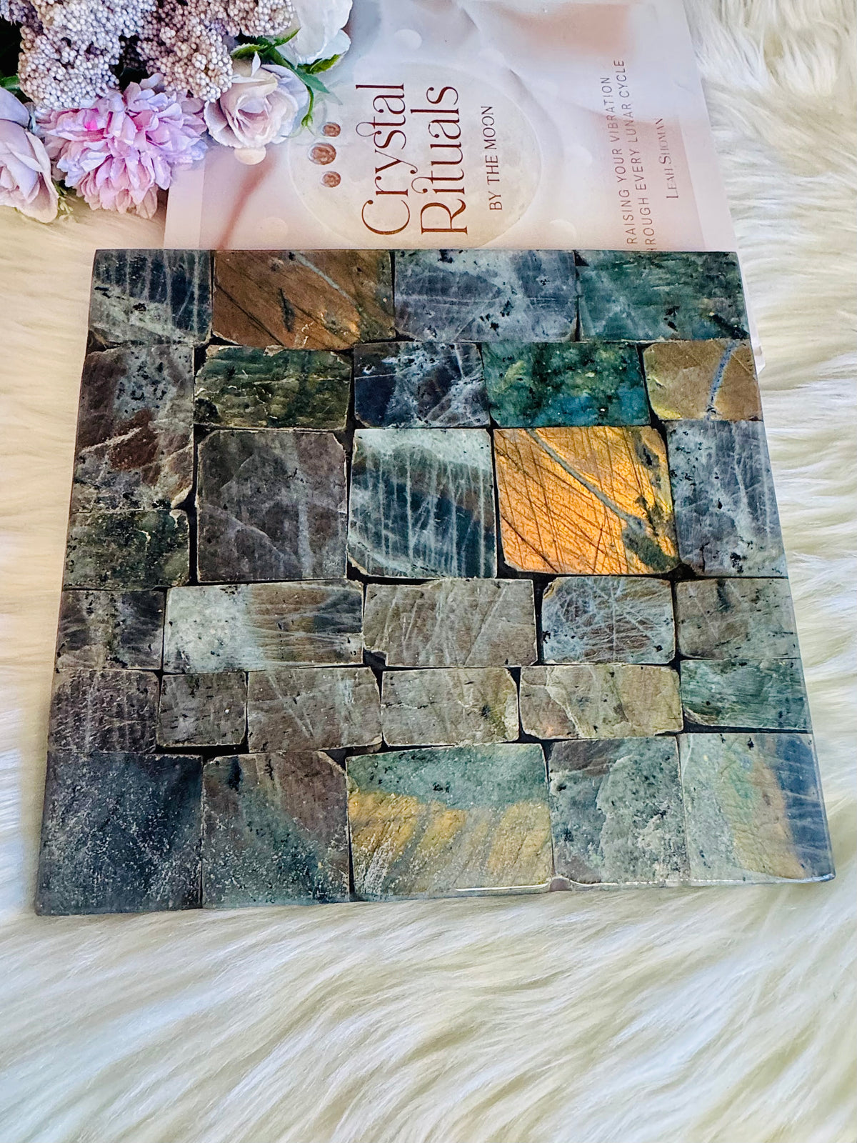 Large Heavy Labradorite Square Slab 22cm 1.57KG