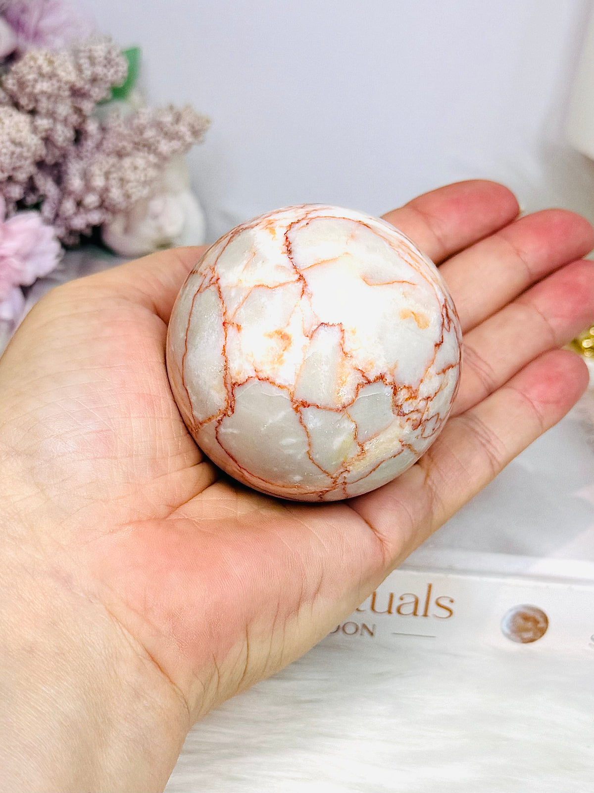 Red Vein Jasper Sphere on Stand 297g