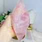 Large Rose Quartz Perfectly Carved Flame On Gold Stand 1.05KG 28cm