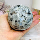 Large Rainbow Moonstone Sphere on Stand with Blue Flash 617g