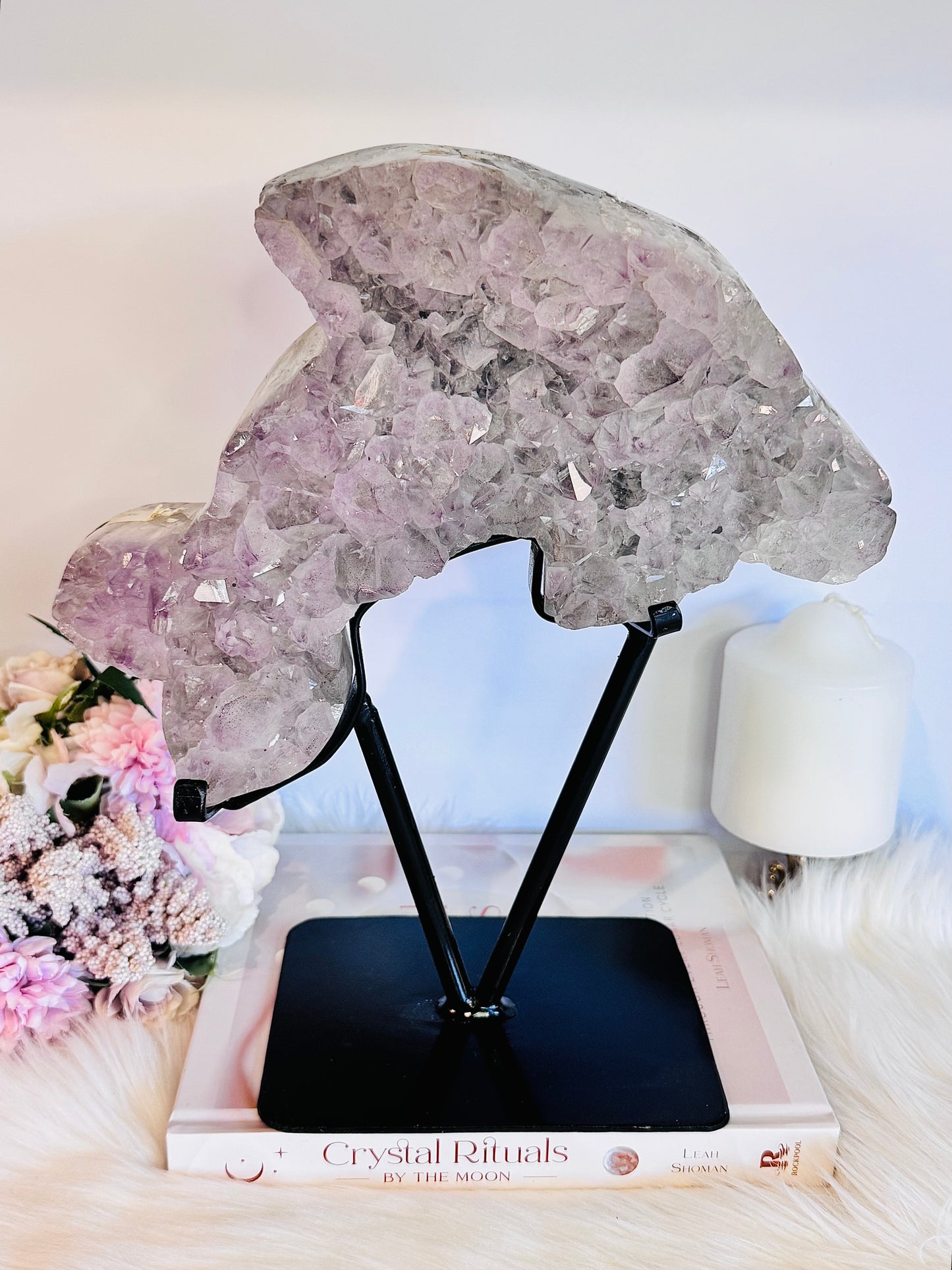 MASTER PIECE!!!! Huge 30cm 3.92KG Amethyst Cluster Carved Dolphin On Stand From Brazil