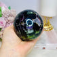 Large Fluorite Sphere with Rainbows 728g On Stand