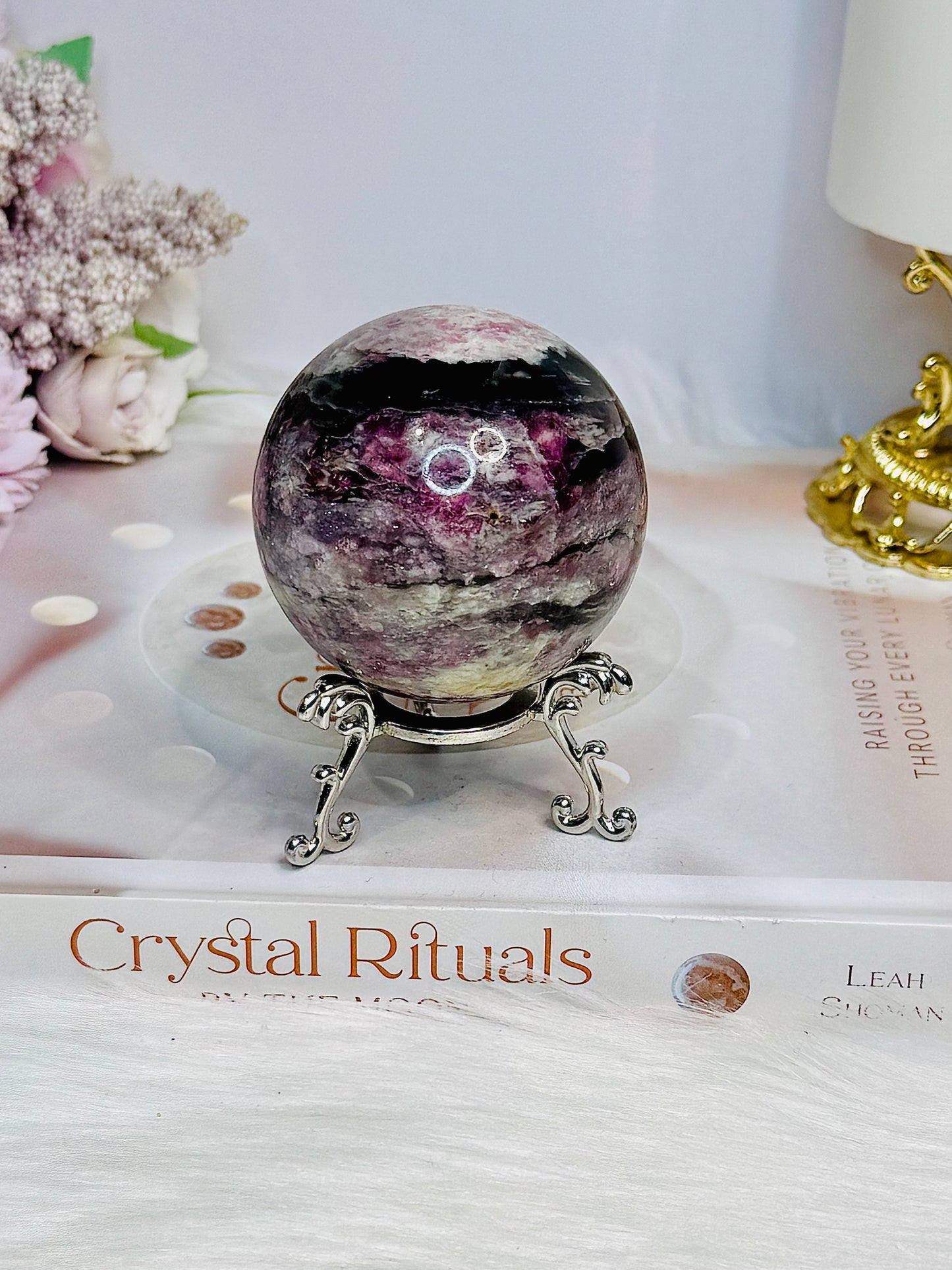 High Grade Pink Tourmaline Sphere On Stand 280g
