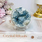 Blue Celestite Round Freeform 262g On Stand