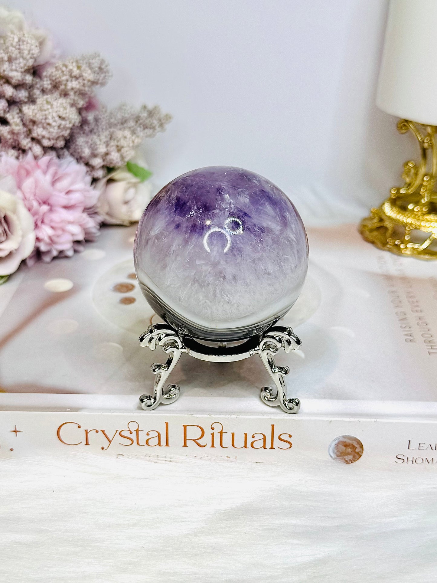 High Grade Amethyst X Agate Sphere On Stand 227g