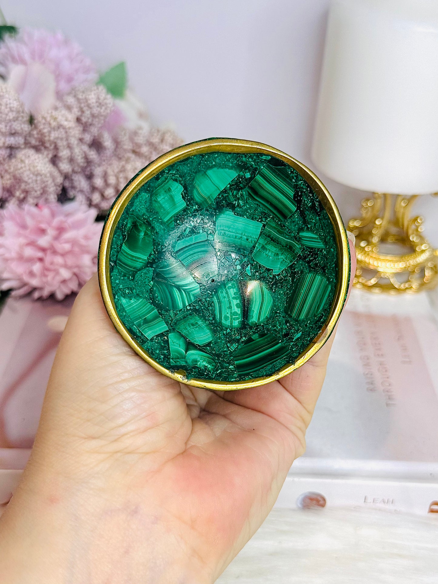 AAA Grade Malachite Carved Bowl 7.5cm