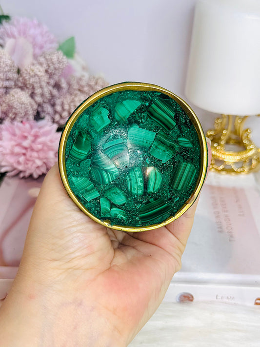 AAA Grade Malachite Carved Bowl 7.5cm