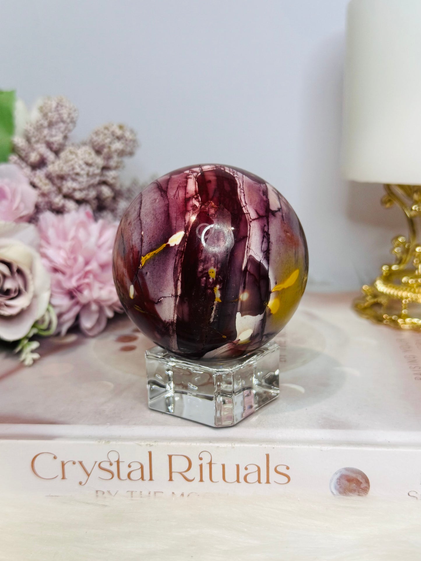 High Grade Mookaite Jasper Sphere on Stand 7cm